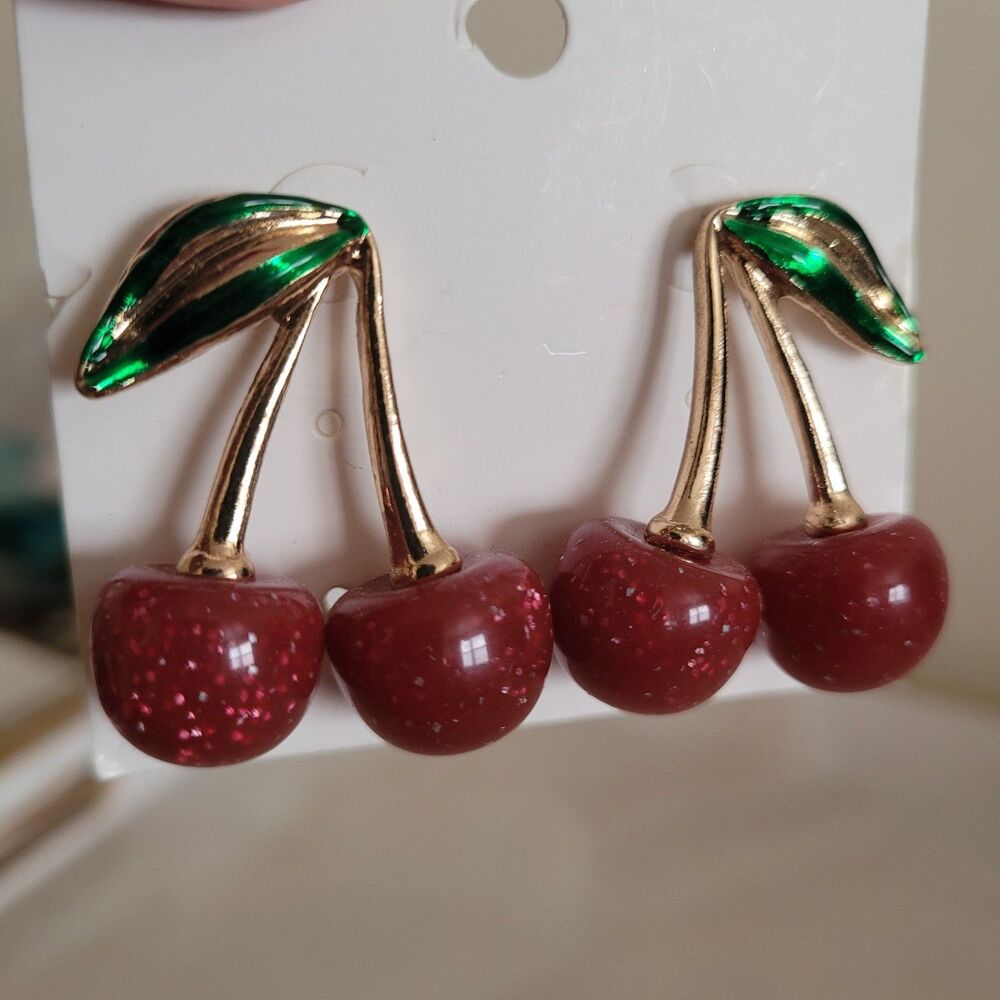 Y2k Restro Cherry Drop Earrings for Women Fashion Jewelry Accessories Earrings